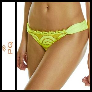 NWT PQ Neon Yellow Sol Lace Fanned Teeny Bikini Bottoms